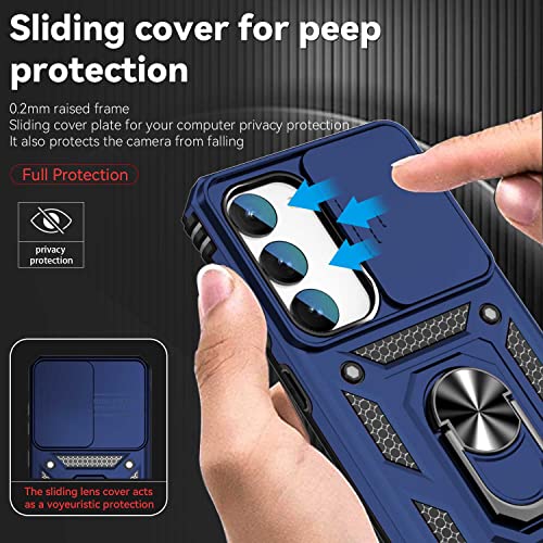 Compatible With Samsung Galaxy S23 5G Phone Case,Hd Screen Protector,Built Magnetic Kickstand,Rugged Heavy Duty Military Grade Shockproof Protective Cover For Samsung Galaxy S23 5G Case Blue #TOP2