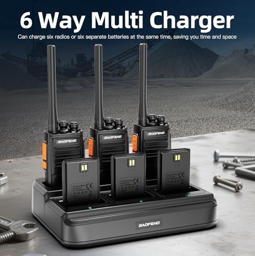 Image of BAOFENG VBT-888S Plus Upgraded Long Range Walkie Talkies 6 Pack, Type-C 1500mAh Rechargeable Two Way Radios Walkie Talkie with Earpieces & 6 Way Gang Charger for Adults, School, Church, Warehouse