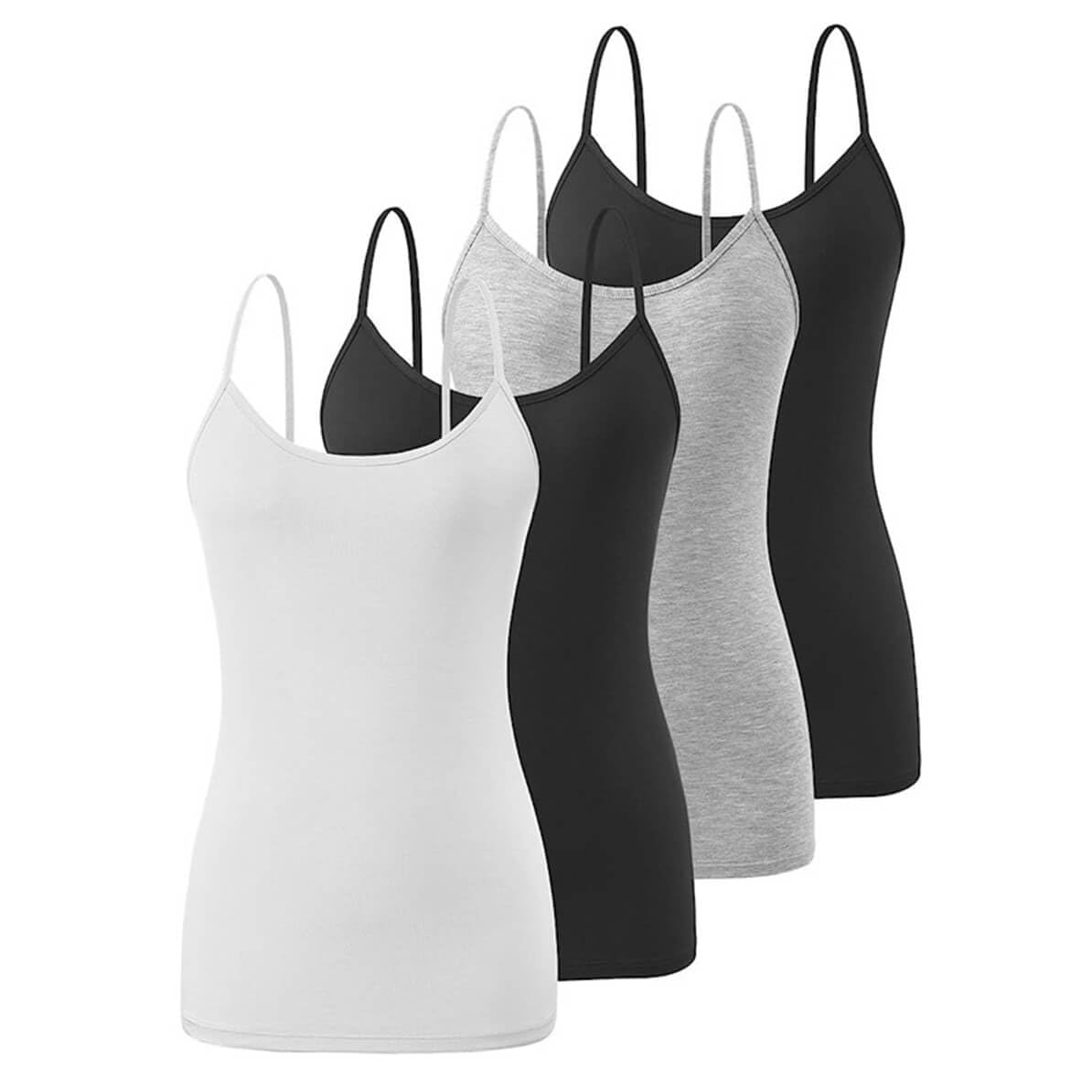 Xianyiss Women's Gray White 4-Piece Vest Top For : Basic Camisole With Adjustable Spaghetti Straps, Suitable For And Girls