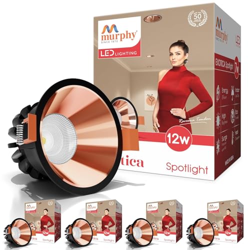 Murphy Exotica 12W LED Spot Light – Natural White | Rose Gold Reflector | Black Aluminium Body | 1200 Lumens | BIS Approved | 2-Year Warranty | Pack of 5