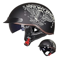 Retro Motorcycle Open-Face Helmet German Style Half Helmet With Goggles 3/4 Skull Cap Jet Helmet For Adult Men Women DOT Approved Four Season Moped Crash Helmet - View #2