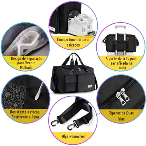 Bolsa Impermeável De Viagem E Academia Sport Com Bolso Alça Lateral, Mochila com 30L Capacidade, Ide