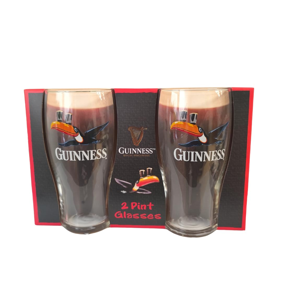 Guinness Lot de 2 verres à bière Motif toucan volant