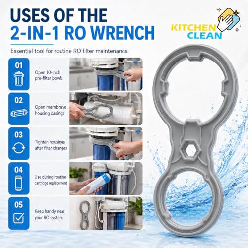 Image of Kitchen Clean 2 in 1 Multifunction RO Wrench /Opener | Water Filter Cartridge Spanner | 10 Inch Pre Filter Bowl and Membrane Housing Casing Water Purifier - 1 Pc