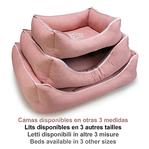 Arquivet - Quadratisches Bett mit Fußabdruck und Paspelierung, 55 x 46 x 17 cm - Hundebett - Hundezubehör
