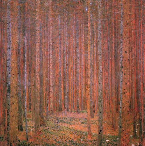 Affiche Forêt de sapins I de Gustave Klimt, impression toile Gustav Klimt pour bureau 60x90cm