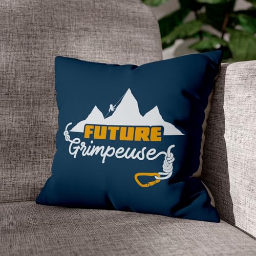 Coussin Velours Bleu Future Grimpeuse 40x40 cm : Confort Après Escalade Inclus - 4