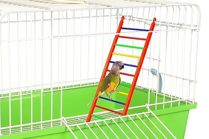 Premier Plants Plastic Toy Ladder perches Birds Cage Accessories for Small and Medium Parrots for Lovebirds, Cockatiels, Sun Conures Caique Finches(7 Steps Multicolor) Pack of 2 Small 3