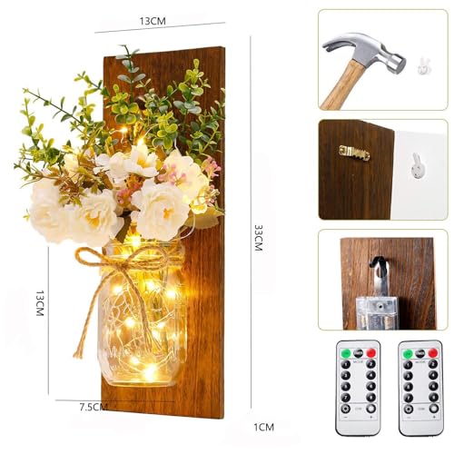 Apliques de Pared Tarro de Masón LED regulables estilo rústico pack de 2 color marrón 2