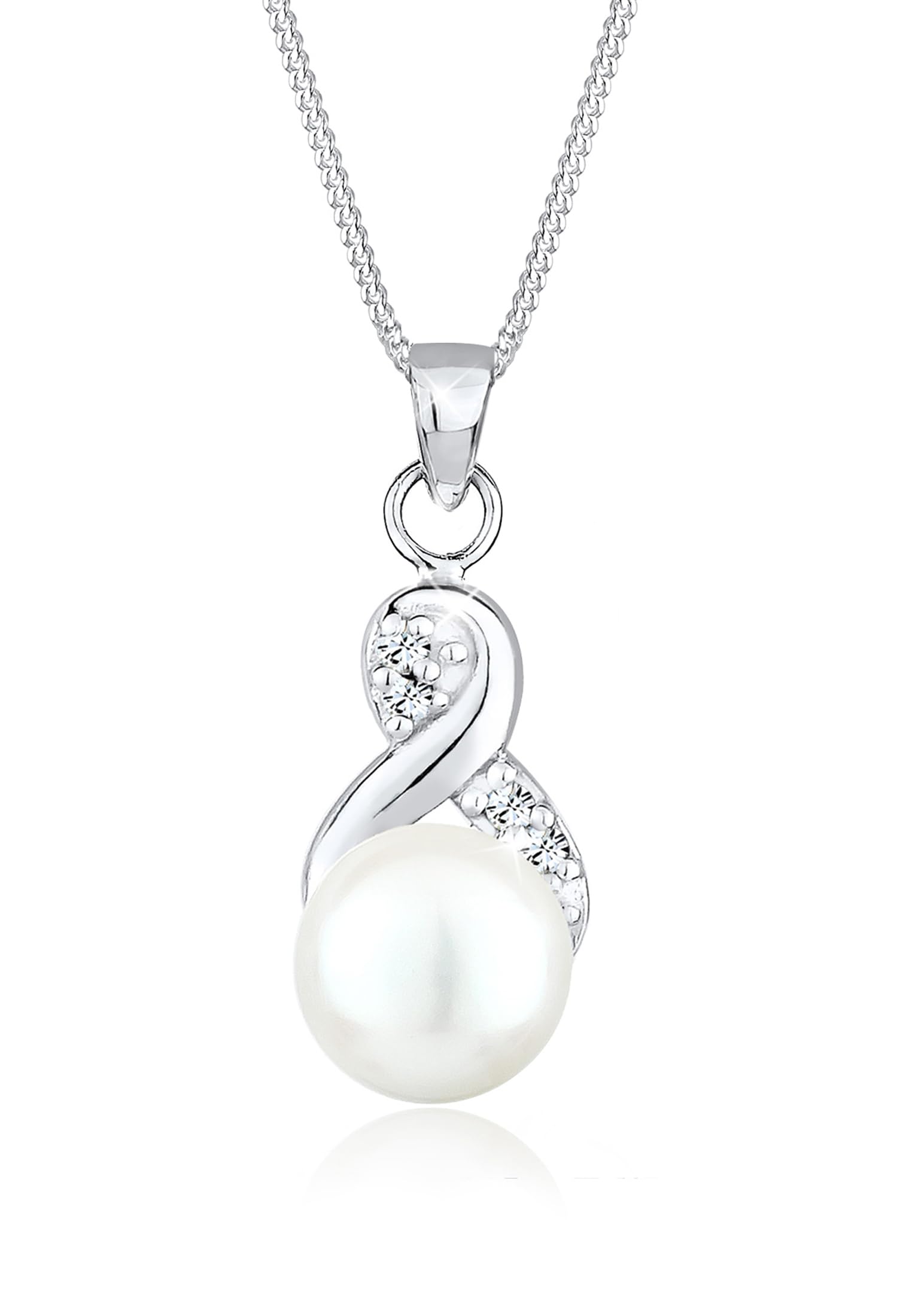 Elli Necklace infinity Freshwater Pearl and Crystal in 925 Sterling Silver