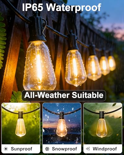 ST38 Outdoor String Lights,54FT Waterproof LED Patio Lights Dimmable - 17.99 w/ Code + 40% Off Code 30J0HDJ0 - image 2