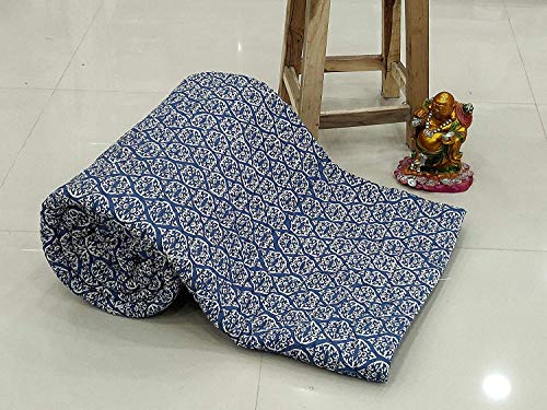 Colcha Kantha índigo de algodón acolchado de 150x230 cm para decoración bohemia 5
