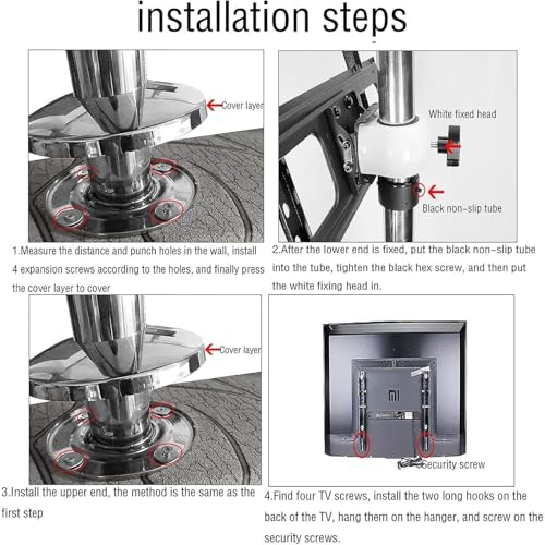 Support mural TV réglable et base rotative en acier pour écran LCD - 7