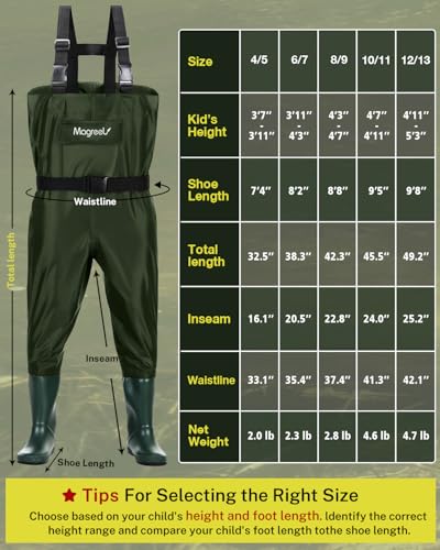 Image of Magreel Chest Waders for Kids Boys Youth with Boots Waterproof for Fishing