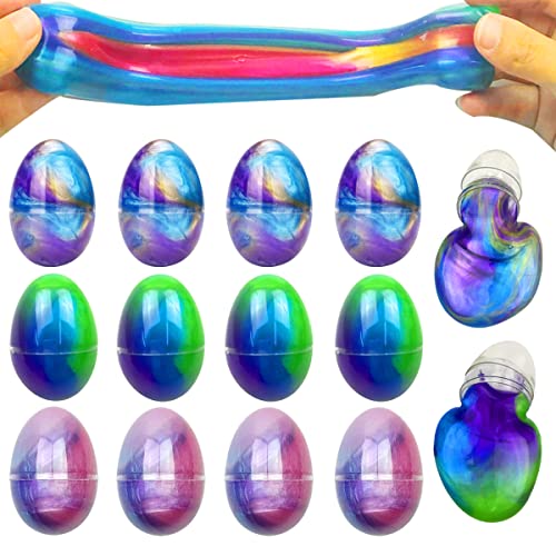 QINGQIU 12 Pack Mixed Color Slime Eggs Toys Easter Eggs for Kids Girls Boys Easter Basket Stuffers Gifts Party Favors