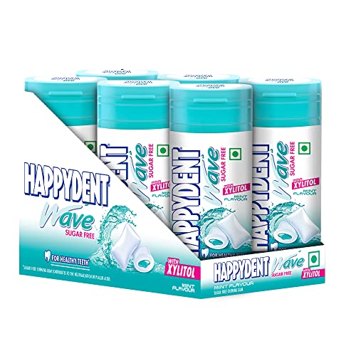 Image of Happydent Wave, Xylitol Sugarfree Mint Flavour, Bubble Gum Bottle Pack, 231.2 g- Pack of 8