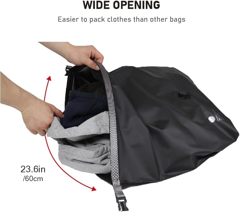 Miniatura 7 de Bolsas de compresión al vacío para viajes, bolsas de vacío reutilizables sin bomba de 40 L, bolsa de lavandería impermeable para mochila y maleta,