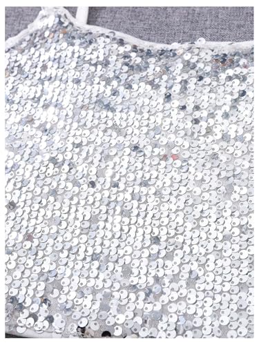 SHENHE Girl's 2 Pack Sparkly Sequin Top Spaghetti Strap Shiny Stage Party Crop Tank Camisole4