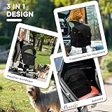 PawHut Hundewagen, 2 in 1 Hundetrolley, Tragetasche, Faltbarer Hundebuggy mit Kissen, Katzenwagen für kleine Hunde, Katzen, Katzenbuggy mit 4 Rädern, Netzfenster, Oxfordstoff, Schwarz