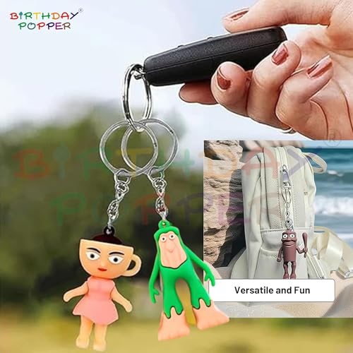 Image of Birthday Popper Italian Brainrot 3D Keychains - Set of 12 as Birthday Return Gift | Fun Assorted Animal Figure Collectible Keyrings for Kids & Adults | Keychains for Bag, Backpack & Key Accessories