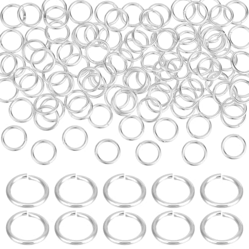 PH PandaHall 100pcs 925 Sterling Silver Plated Jump Rings, 8mm
