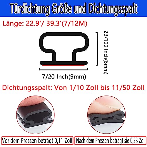 Türdichtung Dichtungsband Selbstklebend, Gummidichtung Tür Dichtung, Türrahmen Fensterdichtung Abdichtungsband Wasserdicht, Door Seal Schalldämmung Tür Dichtband, Haustür, Fenster (Schwarz, 7M)