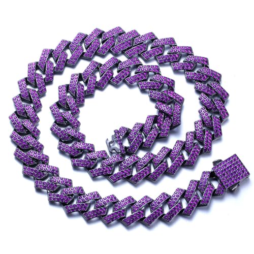 Halukakah 18k Real Gold/Platinum Plated Diamond Cuban Link Bracelet for Men - Over 300 Lab Diamonds Handset - Wide 12mm Length 20/45/50cm - With Giftbox