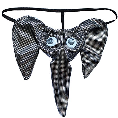 iEFiEL Sexy Mens Elephant Underwear Pouch Briefs Thongs Funny G-String T-Back Silver