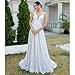 WIOJEIGO Women's Beach Wedding Dresses Vintage Long A-Line Lace Boho Bride Dress 2025 Bohemian Wedding Gown Ivory US14