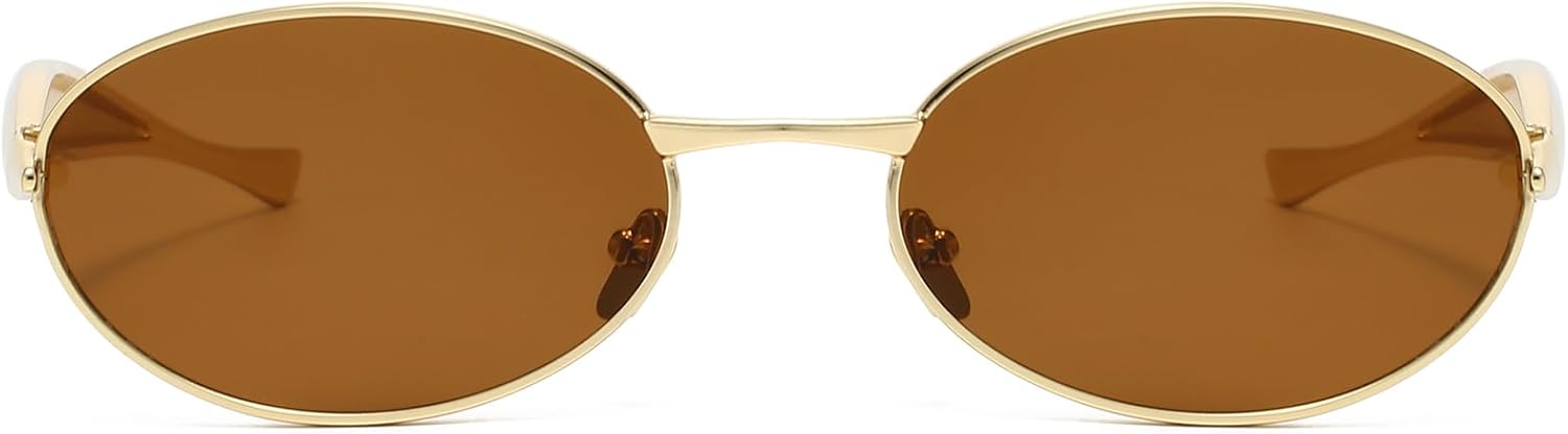 EYLRIM Retro Gold Oval Sunglasses for Women Men Trendy Metal Frame Sun Glasses UV400 Protection - Image 5
