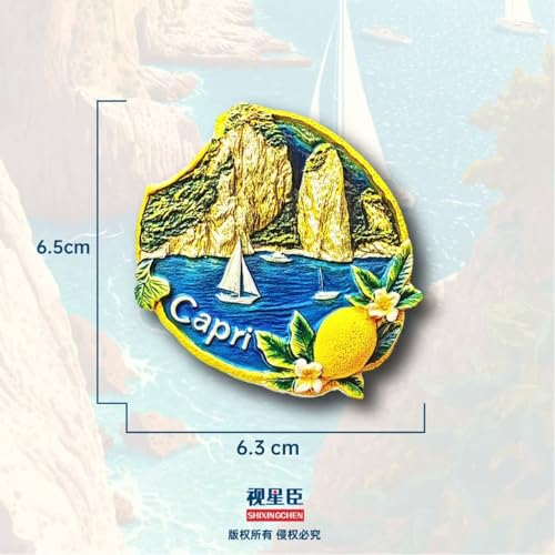 Imán decorativo Capri Italy resina 3D 6.35x6.35 cm miniatura 4