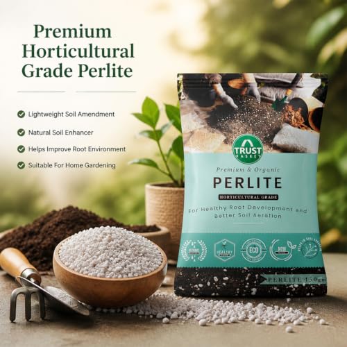 Image of TrustBasket Perlite for Plants Soil 450gm (Set of 4) | Additive Horticultural Grade - for Indoor, Outdoor Plants and Hydroponics