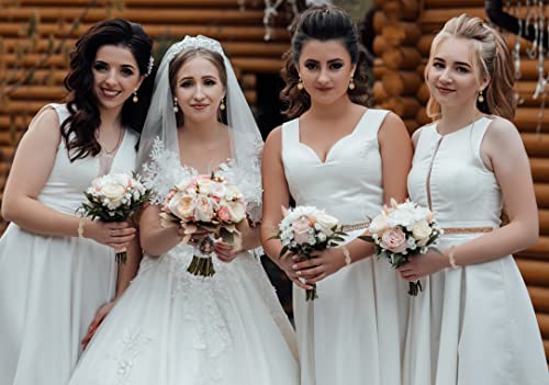 Silver/Gold Plated Bridal Wedding Rhinestone Earrings Bracelet Set for Wedding Brides Bridesmaids Crystal Stone Dangle Drop Earrings Link Tennis Bracelet Set for Women Wedding4