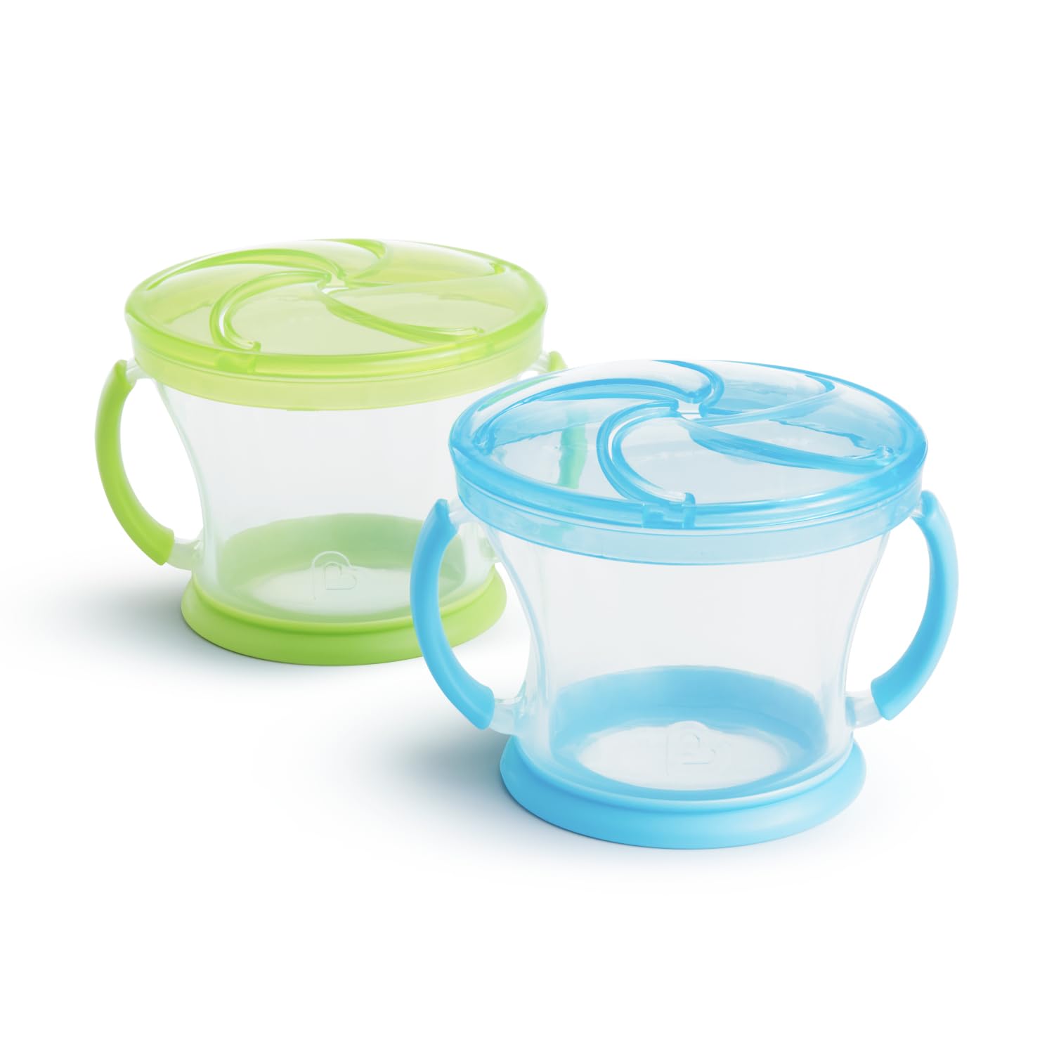Munchkin 2 Piece Snack Catchers| Toddler Snack Box & Baby Weaning Pot| Holder & Food Storage Containers| BPA Free Food Pot with Handles | No Spill - Blue/Green