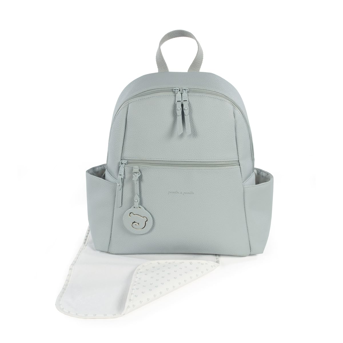 Pasito a Pasito. Mochila Yummi. Bolsa Pañalera Amplia para Silla de Paseo. Diseño Cómodo y Versátil con Asas Cortas para Colgar del Cochecito o Correas para Llevar a la Espalda. Color Verde