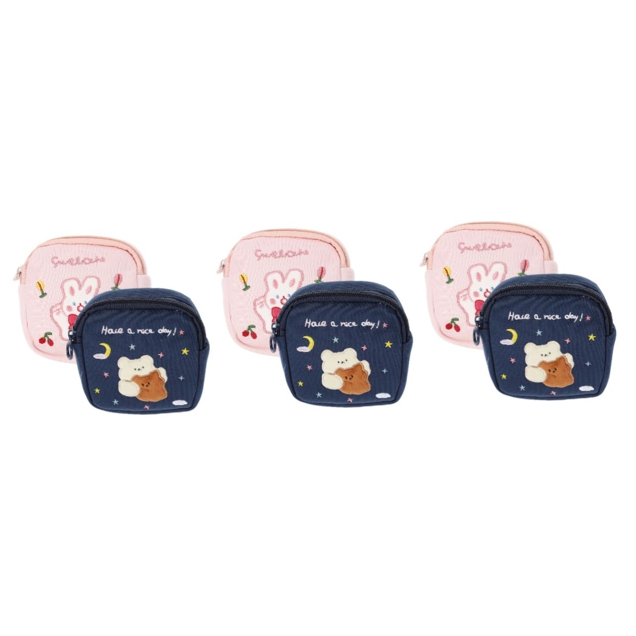 Healeved 6piezas Bolsa De Almacenamiento De Compresas Sanitarias Reutilizable Organizador Menstrual Compacto y Lavable Diseño Lindo Oso y Oso Para Niñas y Adolescentes