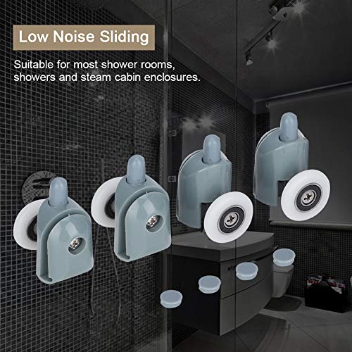 Shower Door Wheels,Sliding Glass Door Rollers,Replacement Shower Pulleys Wheel Door Runners for Home Use (4 pcs)(Single wheel) - Image 4