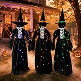 Halloween Witch Decorations Outdoor Set of 3 Light Up with Stakes
