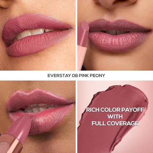 Image of RENEE Everstay Long Stay Matte Lipstick - Pink Peony, Hydrating & Non-Drying, Smudge-Proof, Lightweight, Long Lasting, Intense Pigment, Full Coverage, Vitamin E Infused, For All Occasions, 4.2g