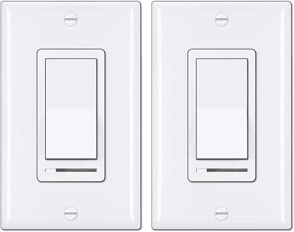 BESTTEN 2 Pack Dimmer Light Switch, Universal Lighting Control, Single Pole or 3 Way, Compatible with LED Dimmable Lamp, CFL, Incandescent, Halogen Bulb, Decorator Wallplate Included, UL Listed, White