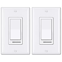 Vista 13 de BESTTEN Paquete de 2 interruptores de luz de pared con atenuador de almendra, compatible con LED regulable, CFL, bombilla incandescente y halógena
