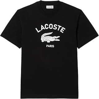 Lacoste Men's Signature Print Cotton T-Shirt, Black, XX-Small