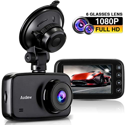 Audew Dash Cam 1080P, Dashboard Camera Recorder for Car - 3.7" LCD Screen