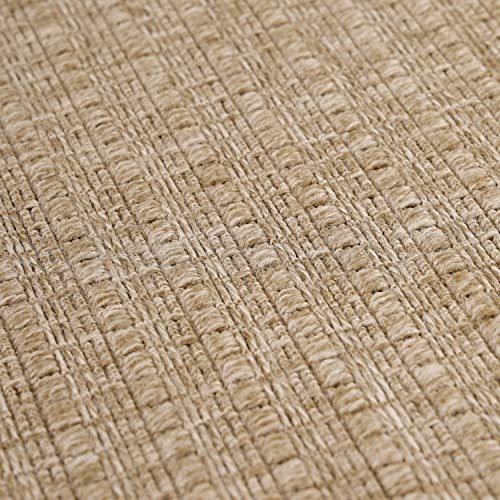 HomebyHome Outdoor Teppich Wetterfest 140 x 200 cm Beige Sisal und Jute Optik - Balkon Teppich Wasserfest Vintage Design Pflegeleicht - Waschbarer Teppich Küche, Garten, Terrasse und Camping