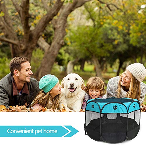 Image of Pet Playpen, Foldable Dog Playpens, Portable Exercise Kennel Tent for Puppies /Dogs /Cats /Rabbits, Dog Play Tent with Removable Mesh Shade Cover for Travel Indoor Outdoor Using