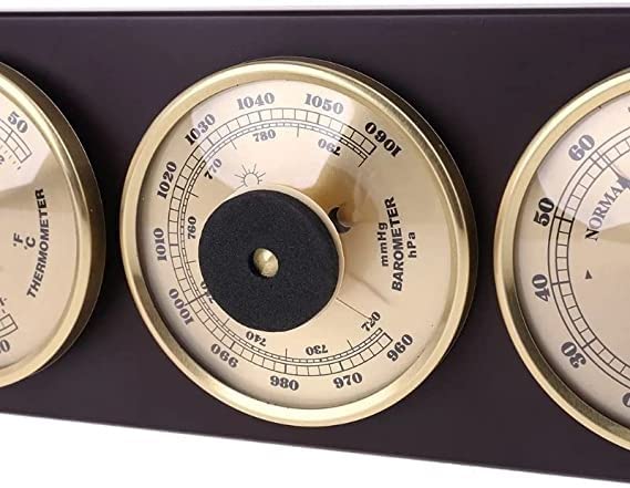 Stazione meteorologica 3 in 1 con termometro, barometro e igrometro da Parete con Base in Legno