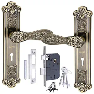 Atom Heavy Duty Mortise Door Lock for Bedroom, Living Room, Main Door, Brass Antique Finish | 3 Keys | 6 Lever Double Stage Lockset for House Hotel Office(O49KY)