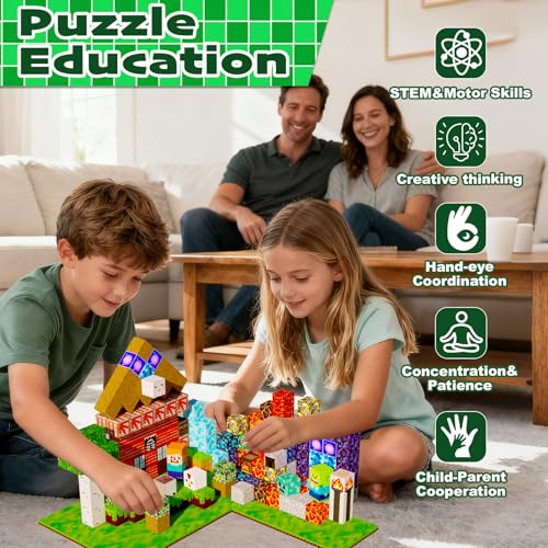 YunniFun Magetic blocks-200pcs Magnetic Building Blocks Toys Set Magnetic Toys for Boys Girls Kids Ages 3 4 5 6 7 8,Magnet STEM Games Christmas Birthday Gifts for Kids. (Mine Car Theme) — view 4