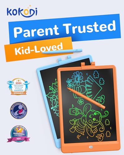 Image of KOKODI LCD Writing Tablet, 10 Inch Colorful Doodle Board Drawing Tablet, Erasable Reusable Electronic Drawing Pads, Educational and Learning Toy for 3-6 Years Old Boy and Girls
