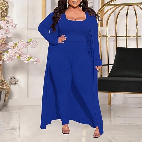 Image of Women's 2 Piece Outfits Set Ribbed Short Sleeve Casual Crop Top Wide Leg Pants Suit Set
